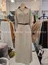 Summer Linen Stripes Shirts With Skirts and Belt